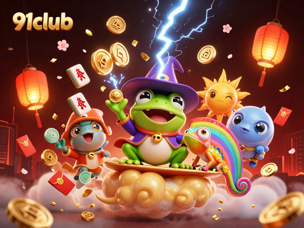 Engage in exciting gameplay with 91club's vibrant, dynamic casino scene featuring magical characters.