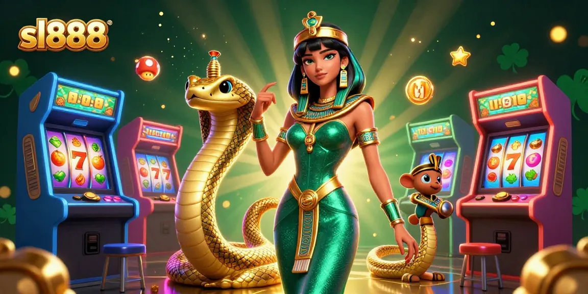 Experience the excitement of sl888 with vibrant game elements and captivating characters in a dynamic casino scene.