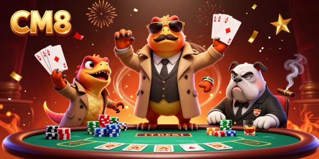 CM8 raptors cleverly disguise themselves at a casino, showcasing thrilling poker elements.