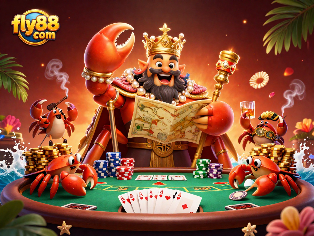 Engage with fly88 com's vibrant online gambling world featuring colorful casino elements and lively characters.