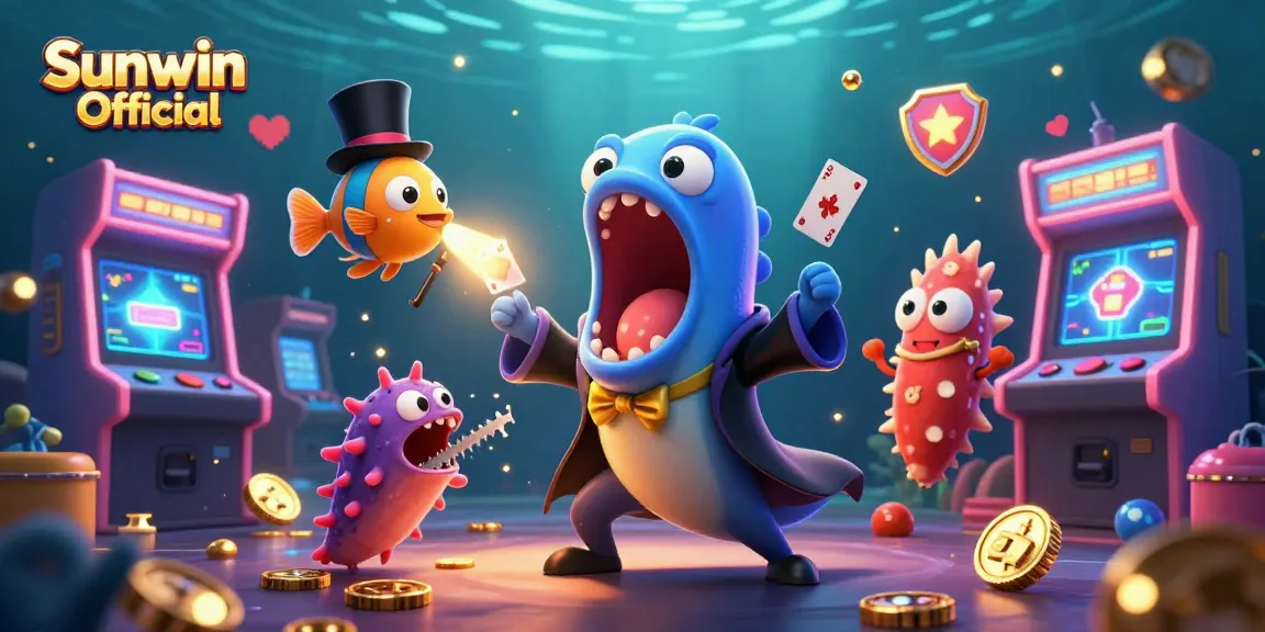 Experience the magic of Sunwin Official with captivating characters in a vibrant casino scene.