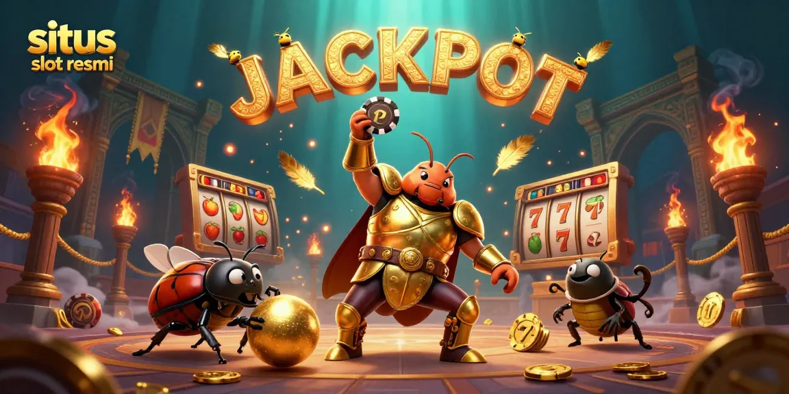 Experience the thrilling wins at situs slot resmi with vibrant 3D casino scenes showcasing vibrant beetles in armor.